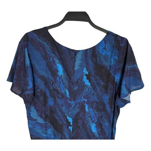 Soft Surroundings Women's Blue Marble Print Flutter Sleeve Viscose Maxi Dress - Picture 5 of 8